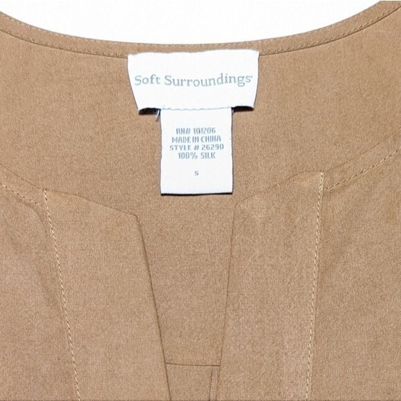 Soft Surroundings 100% Silk Long Sleeves Tunic in Brown - Picture 7 of 14